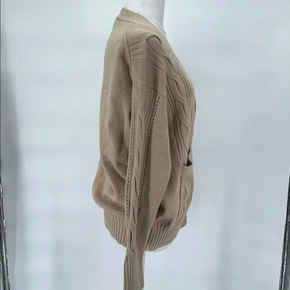 MINNIE ROSE COTTON CASHMERE OVERSIZED CARDIGAN BROWN SUGAR SIZE O/S - Picture 6 of 10